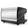 This image is a back-side view of the Nuova Simonelli Appia II 2 group espresso machine in Black, with semi-automatic dosing controls.